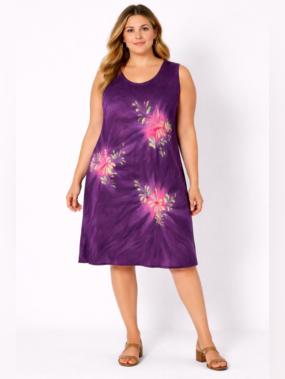 Tropical Batik 100% Rayon Sleeveless Dress